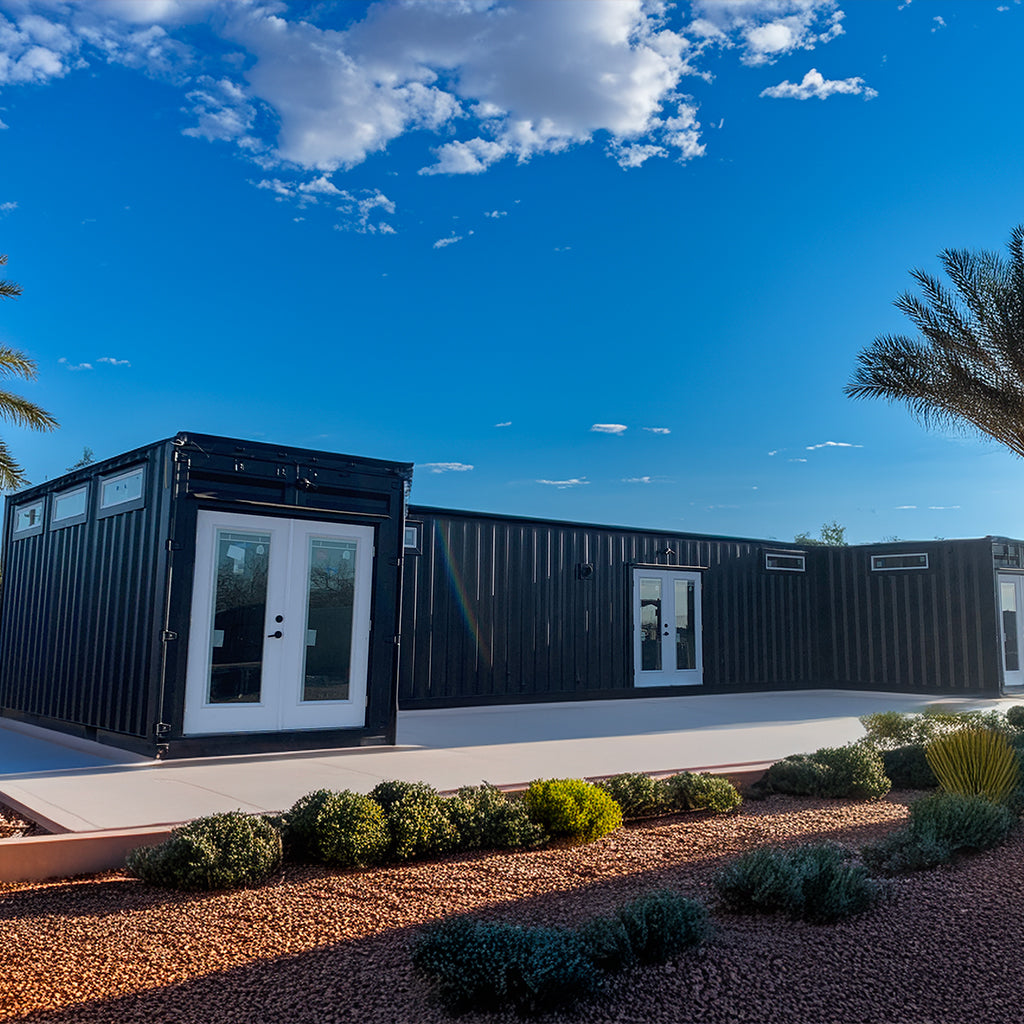 Casas de contêineres marítimos com três quartos