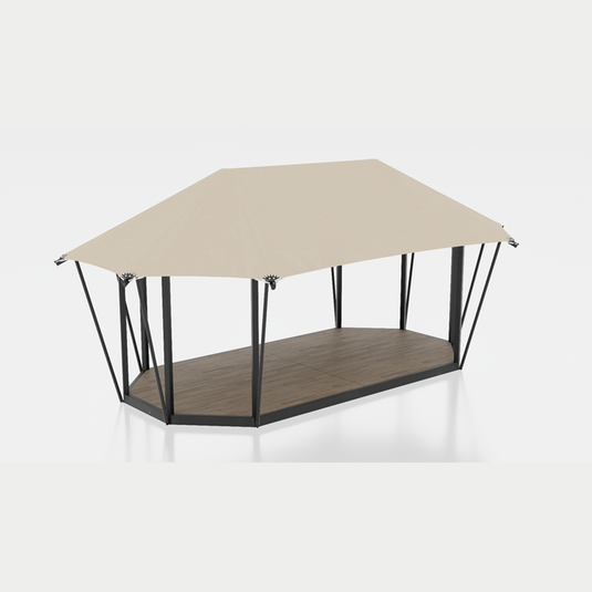 Tenda hexagonal de vidro de alta qualidade, impermeável, resistente ao sol, com isolamento térmico, adequada para uso externo.