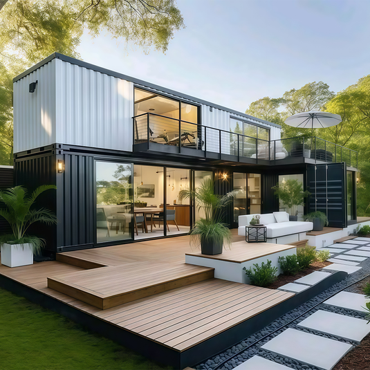 Casa contêiner moderna pré-fabricada e desmontável para moradia e escritório.