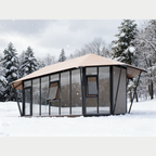 Tenda hexagonal de vidro de alta qualidade, impermeável, resistente ao sol, com isolamento térmico, adequada para uso externo.